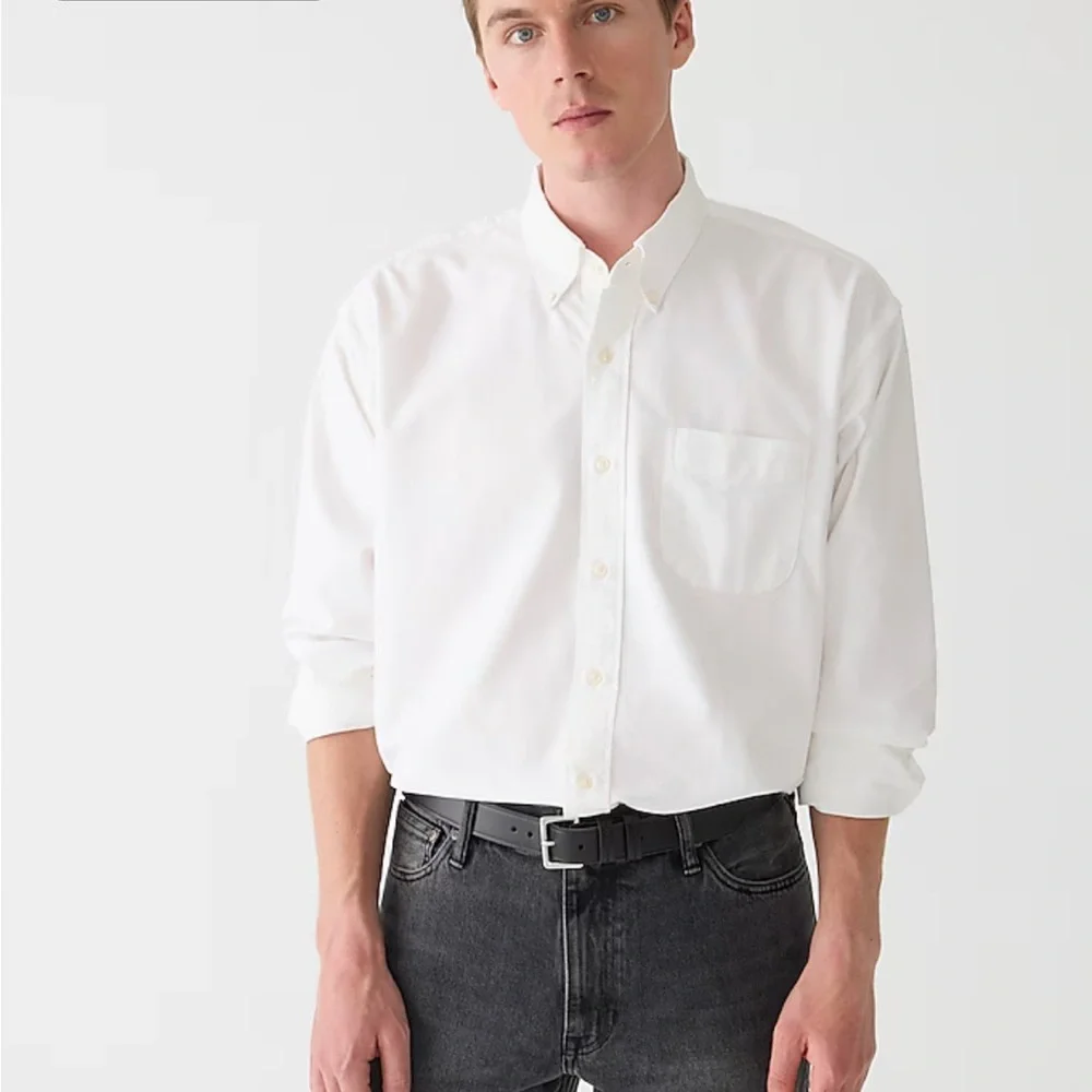 NWT J.Crew Men’s flex washed oxford shirt white button down shirt size M - Picture 3 of 5